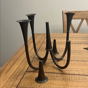 Silver Mid Century Modern Candelabra
